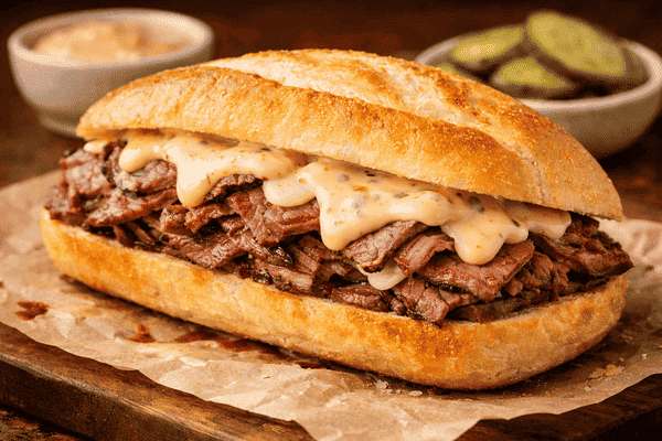 pão francês com roast beef